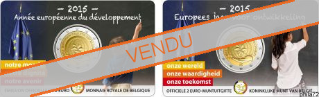 Duo commémoratives 2 euros Belgique 2015 Coincards version francaise et flamande - Année Europeenne du developpement