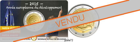 Commémorative 2 euros Belgique 2015 Coincard version francaise - Année Europeenne du developpement