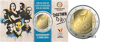 Commémorative 2 euros Belgique 2016 Coincard version flamande - Jeux Olympique de Rio