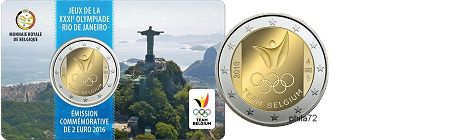 Commémorative 2 euros Belgique 2016 Coincard version francaise - Jeux Olympique de Rio