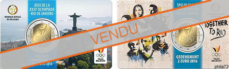 Duo commémoratives 2 euros Belgique 2016 Coincard version francaise et flamande - Jeux Olympique de Rio