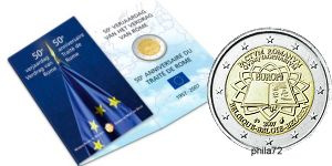 Commémorative commune 2 euros Belgique 2007 BU Coincard - Traité de Rome