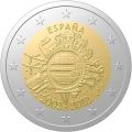 Commémorative commune 2 euros Espagne 2012 UNC - 10 ans de l'Euro
