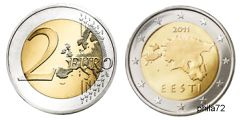 Pièce officielle 2 euros Estonie 2023 UNC - Carte géographique d'Estonie