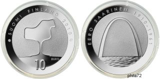 Commémorative 10 euros Argent Finlande 2010 Brillant Universel - Eero Saarinen