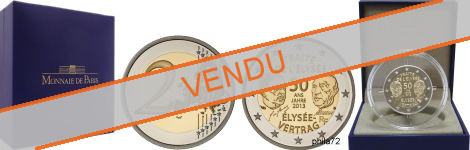 Commémorative 2 euros France 2013 BE Monnaie de Paris - Traité de l'Elysée