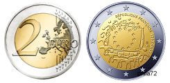 Commémorative commune 2 euros France 2015 UNC - 30 ans du Drapeau Européen