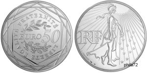 Commémorative 50 euros Argent Semeuse France 2010 UNC - Monnaie de Paris
