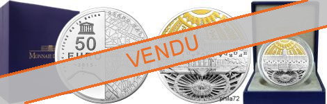 Commémorative 50 euros Argent Unesco les Invalides et le Grand Palais 2015 Belle Epreuve - Monnaie de Paris