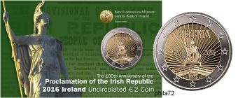 Commémorative 2 euros Irlande 2016 BU Coincard - Statue de Hibernia