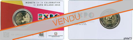Commémorative 2 euros Italie 2015 BU Coincard - Exposition universelle de Milan
