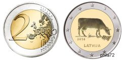 Commémorative 2 euros Lettonie 2016 UNC - Agriculture Lettone vache brune