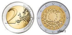 Commémorative commune 2 euros Lituanie 2015 UNC - 30 ans du Drapeau Européen