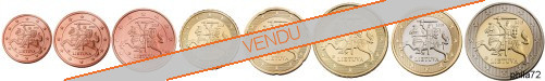 Série complète pièces 1 cent à 2 euros Lituanie année 2022 BU (issue du coffret)