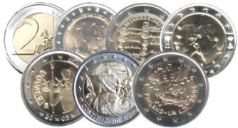 Lot des 6 pièces 2 euros commémoratives 2005 UNC