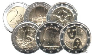 Lot des 5 pièces 2 euros commémoratives 2006 UNC