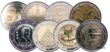 Lot des 7 pièces 2 euros commémoratives 2009 UNC