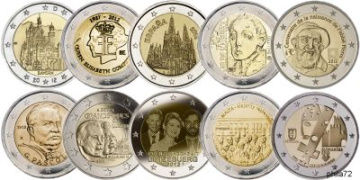 Lot des 10 pièces 2 euros commémoratives 2012 UNC