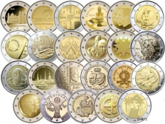 Lot des 23 pièces 2 euros commémoratives 2014 UNC