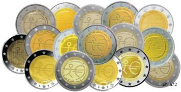 Lot des 16 pièces 2 euros commémoratives communes 2009 UNC - EMU