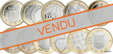 Lot de 9 pièces commemoratives 5 euros 2010-2011 UNC - Régions des provinces historiques