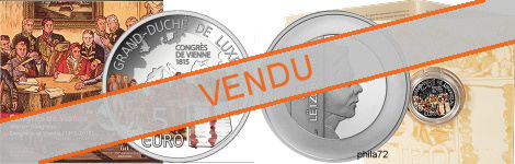 Commémorative 5 euros Argent Luxembourg 2015 BE - Congres de Vienne