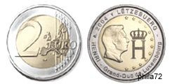 Commémorative 2 euros Luxembourg 2004 UNC - Portrait du Grand-duc Henri