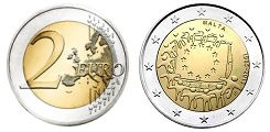 Commémorative commune 2 euros Malte 2015 UNC - 30 ans du Drapeau Européen