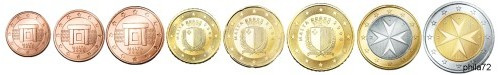 Série complète pièces 1 cent à 2 euros Malte année 2022 BU (issue du coffret)