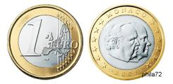 Pièce officielle de 1 euro Monaco 2002 UNC - Albert II et Rainier III