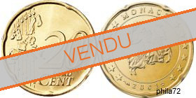 Pièce officielle de 20 cents euro Monaco 2001 UNC - Chevalier Grimaldi