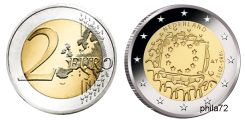 Commémorative commune 2 euros Pays-Bas 2015 UNC - 30 ans du Drapeau Européen