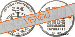 Commémorative 2.50 euros Portugal 2013 UNC - Sous marin Espadon