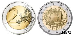 Commémorative commune 2 euros Portugal 2015 UNC - 30 ans du Drapeau Européen