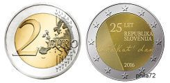 Commémorative 2 euros Slovénie 2016 UNC - Anniversaire independance republique Slovenie