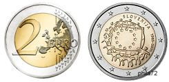 Commémorative commune 2 euros Slovénie 2015 UNC - 30 ans du Drapeau Européen
