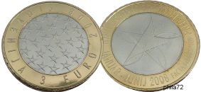 Commémorative 3 euros Slovénie 2008 UNC - Presidence Europe