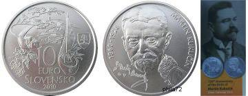 Commémorative 10 euros Argent Slovaquie 2010 BU - Martin Kukucin