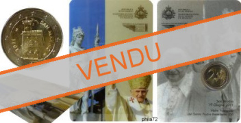 Pièce officielle 2 euros Saint-Marin 2011 UNC Coincard - visite pastorale du St-père Benoit XVI