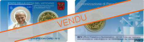 StampCoincard n°5 Vatican pièce 50 cents 2014 CC - François et timbre Jean-Paul II canonisation