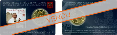 StampCoincard n°2 Vatican pièce 50 cents 2012 CC - Benoit XXI et timbre Jean-Paul 1er