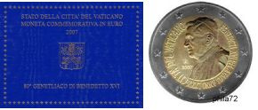 Commémorative 2 euros Vatican 2007 BU - 80 ans Benoît XVI