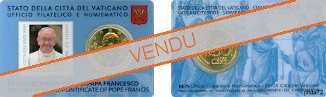 StampCoincard n°3 Vatican pièce 50 cents 2013 CC - Benoit XXI et timbre François