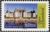 Château de Chambord tirage autoadhésif - TVP 20g - lettre prioritaire multicolore provenant de feuille entreprise (support blanc)