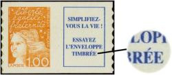 Luquet type II tirage autoadhésif - 1.00f orange avec vignette provenant de carnet