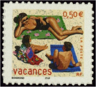 Vacances tirage autoadhésif - 0.50€ multicolore provenant de carnet