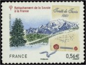 Rattachement de la Savoie à la France tirage autoadhésif - 0.56€ multicolore provenant de feuille entreprise (support blanc)