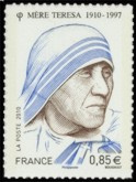 Mère Teresa tirage autoadhésif - 0.85€ multicolore provenant de feuille entreprise (support blanc)
