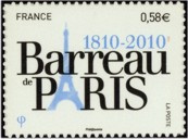 Barreau de Paris tirage autoadhésif - 0.58€ noir et bleu provenant de feuille entreprise (support blanc)