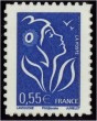 Lamouche tirage autoadhésif - 0.55 € bleu mention Philaposte (sans logo) provenant de feuille personnalisable (support blanc)